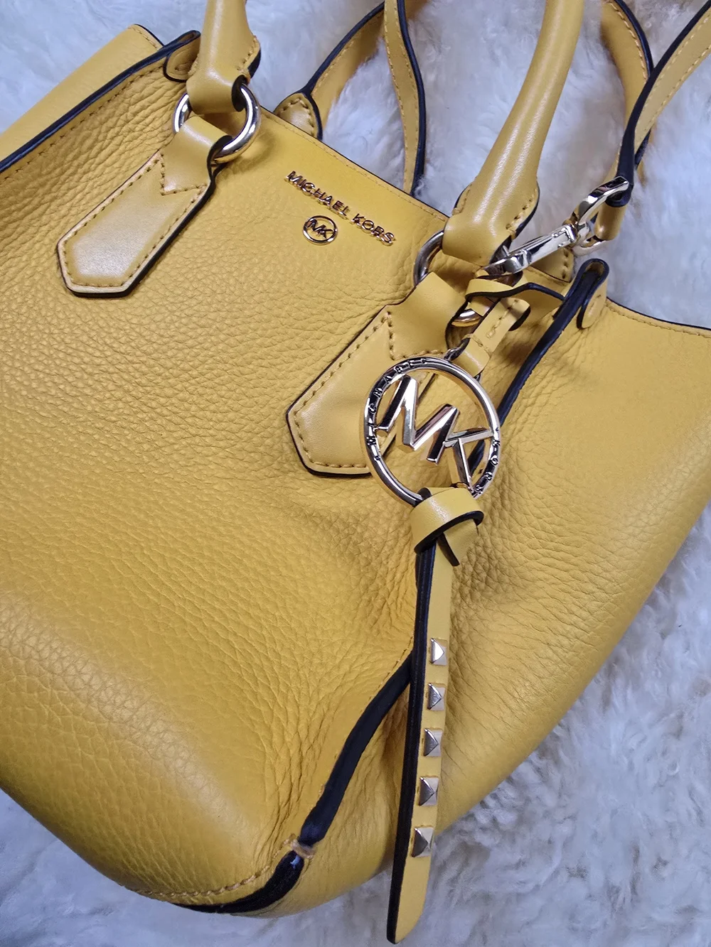 Michael Kors Yellow Pebbled Leather Mini Satchel